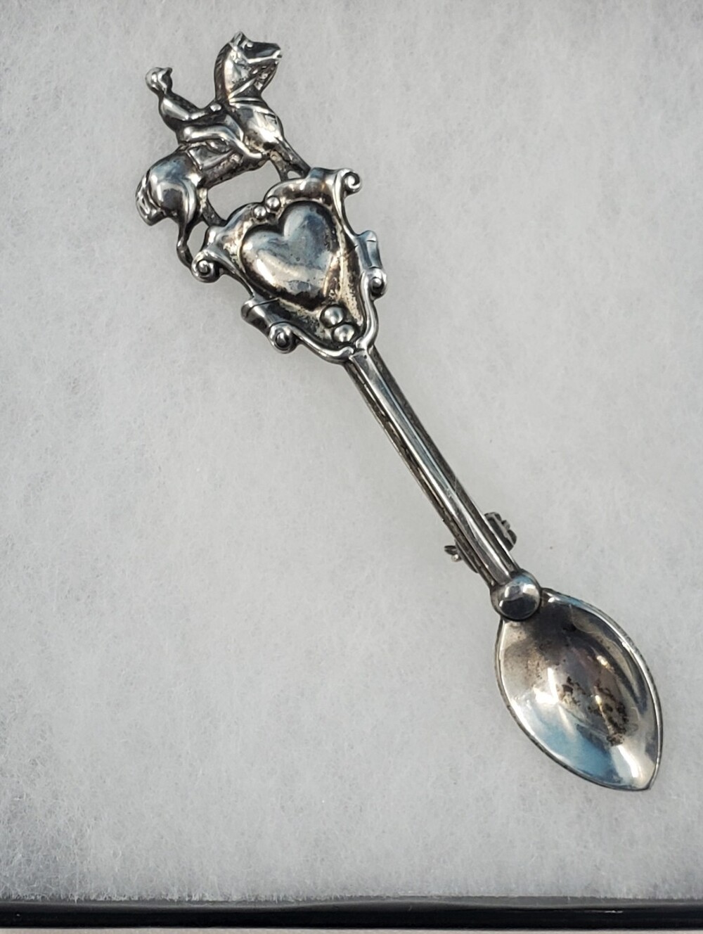 Vintage Sterling Silver Horse Spoon Brooch